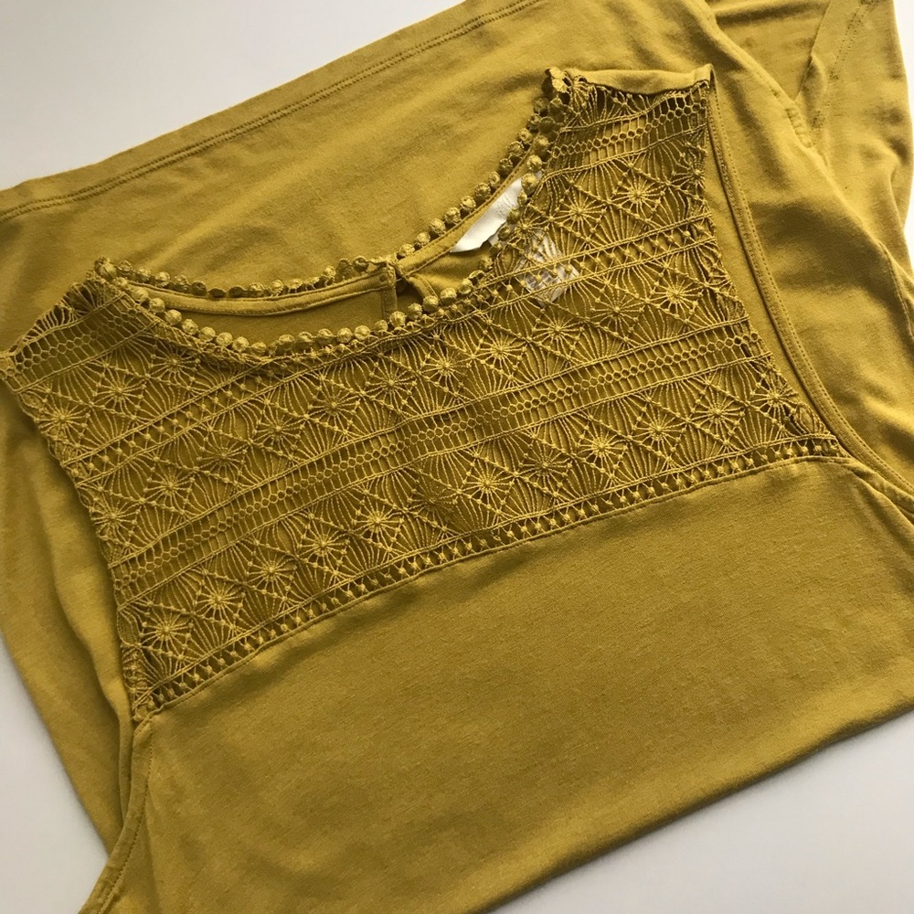 H&M Chartreuse crocheted yoke top